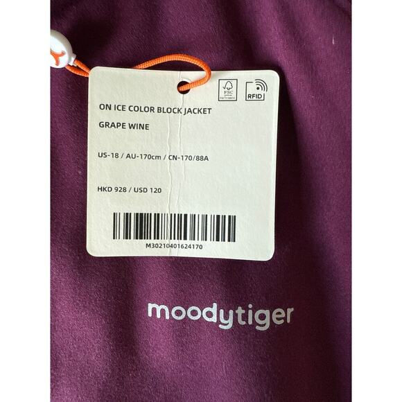NWT Moodytiger Girls On Ice Color Block Jacket Size 170 /US 18 Grape Wine - Picture 11 of 15